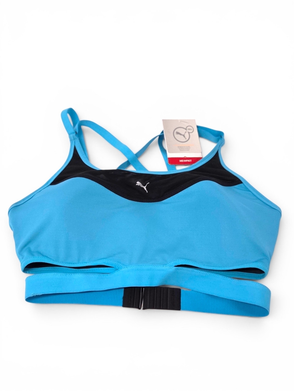 PUMA PWRSHAPE Future Mid Impact Sport Bra Blue Atoll Size XL NWT
